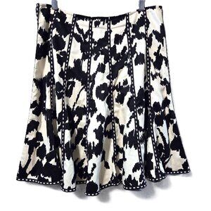 CAbi "Dashing" A-Line Skirt Black and Ivory Size 8